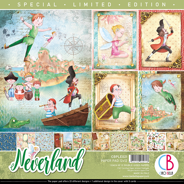 Набор двусторонней бумаги "Neverland" от Ciao Bella 12”x12”, 12 л