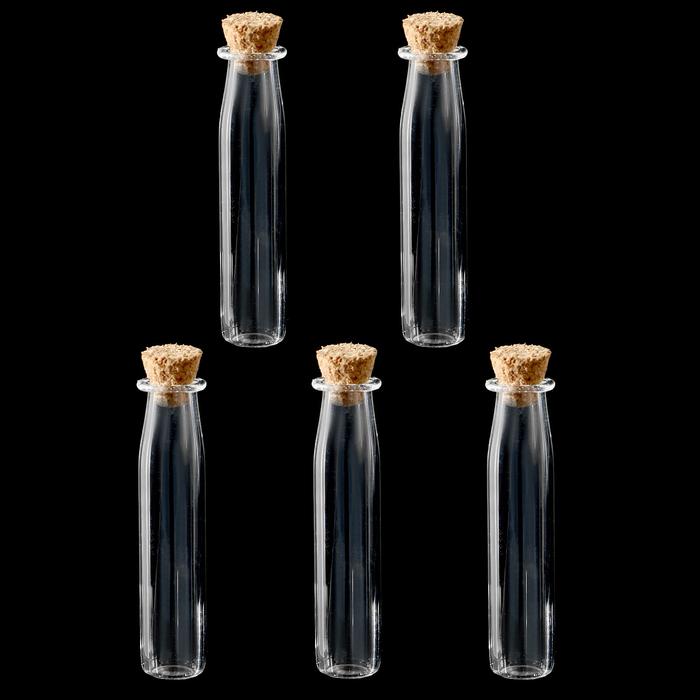 Набор стеклянных бутылочек с пробкой (5 шт) 1,5 мл., 1х4,1 см 7718441
