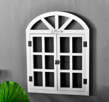 Декоративное окно со ставнями (меловая доска) Белое (52х40см)