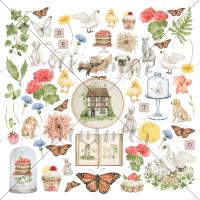 10 шт! Лист для вырезания "Деревенские мотивы" 190гр, 30,5*30,5см, SS15062022-1, от Summer Studio (Саммер Студио)