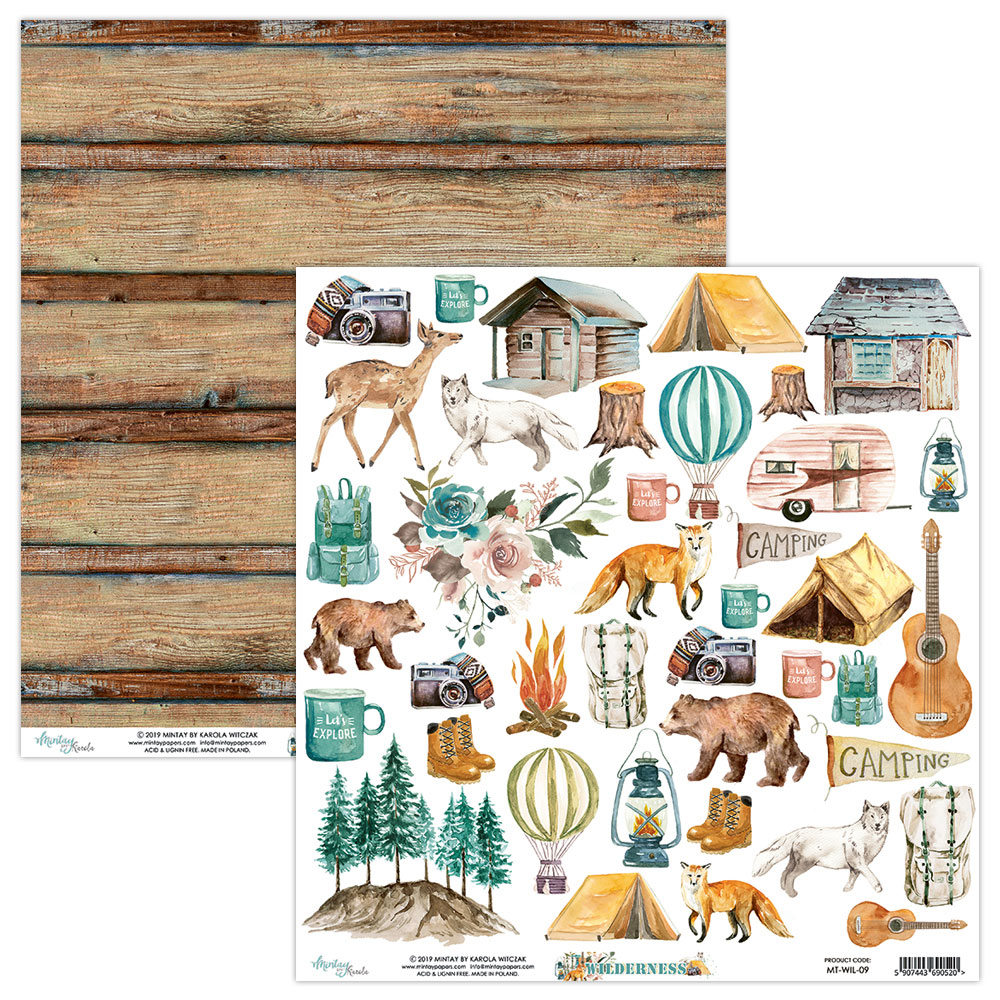 Лист двусторонний для вырезания "Wilderness" 30,5х30,5см, 240 г/м от Mintay paper