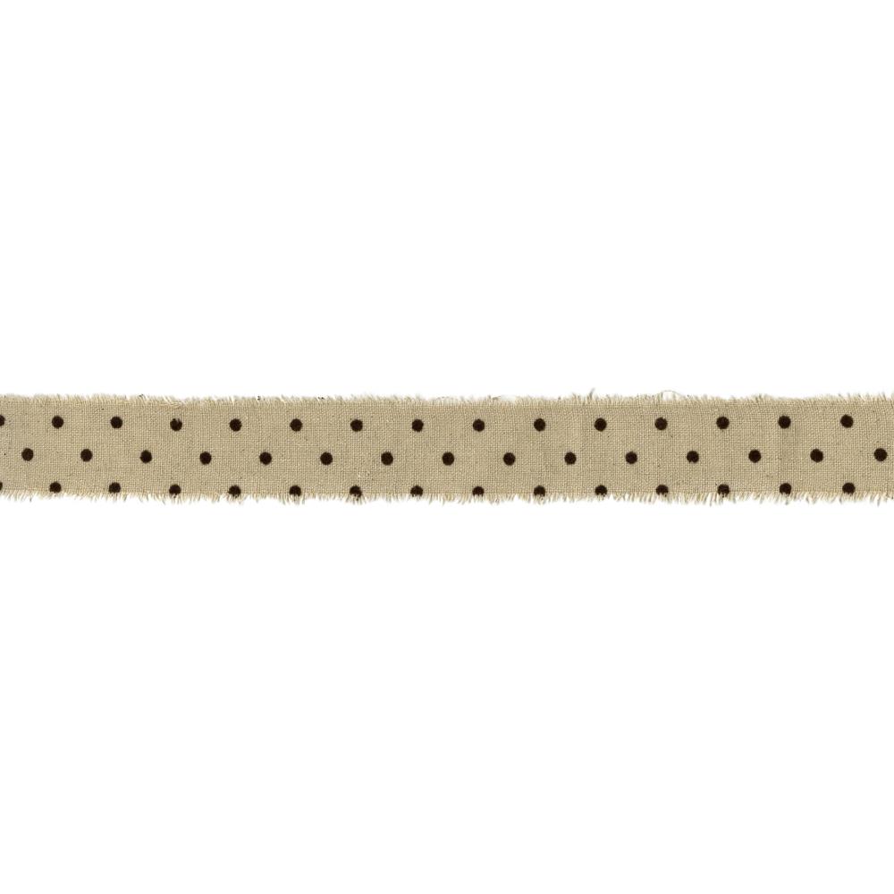 Лента May Arts Natural Ribbon Brown Dots, Ширина 3,5 см, 1 ярд