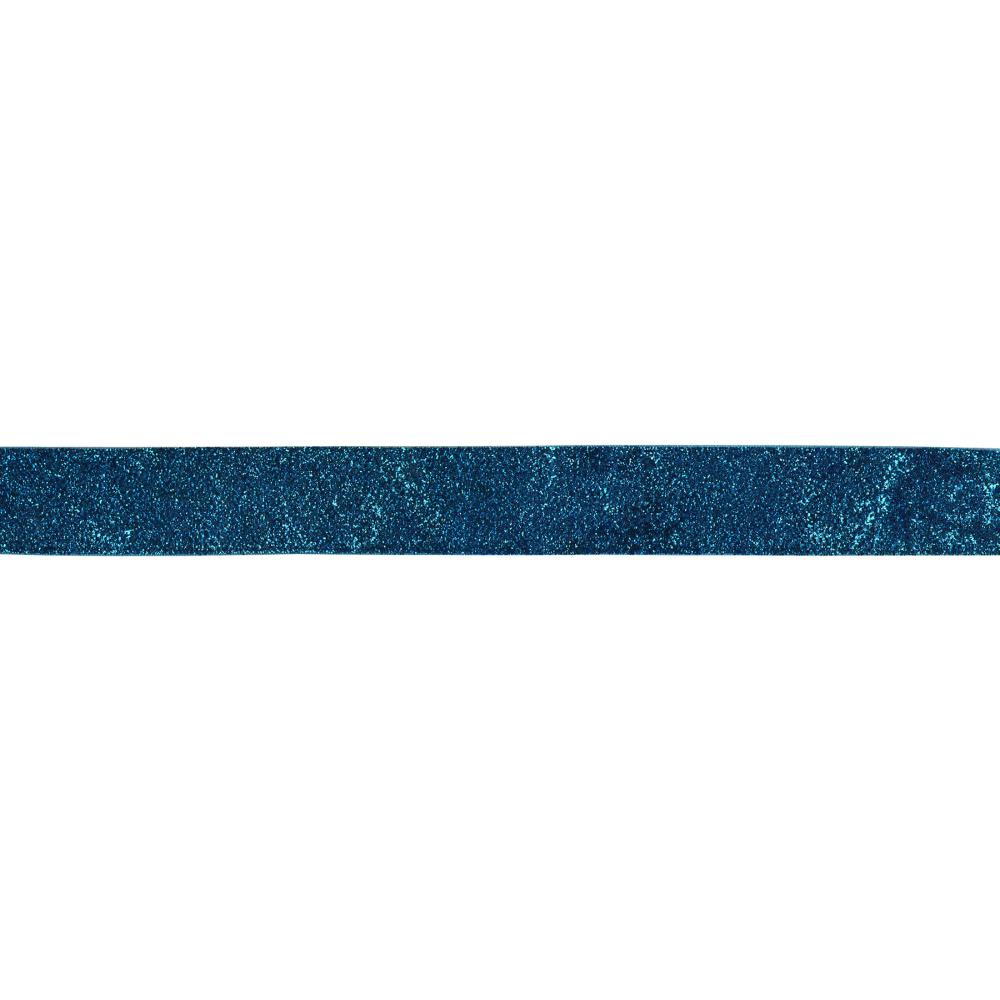 Лента May Arts Metallic Velvet Ribbon  Turquoise, Ширина 3,5 см, 1 ярд