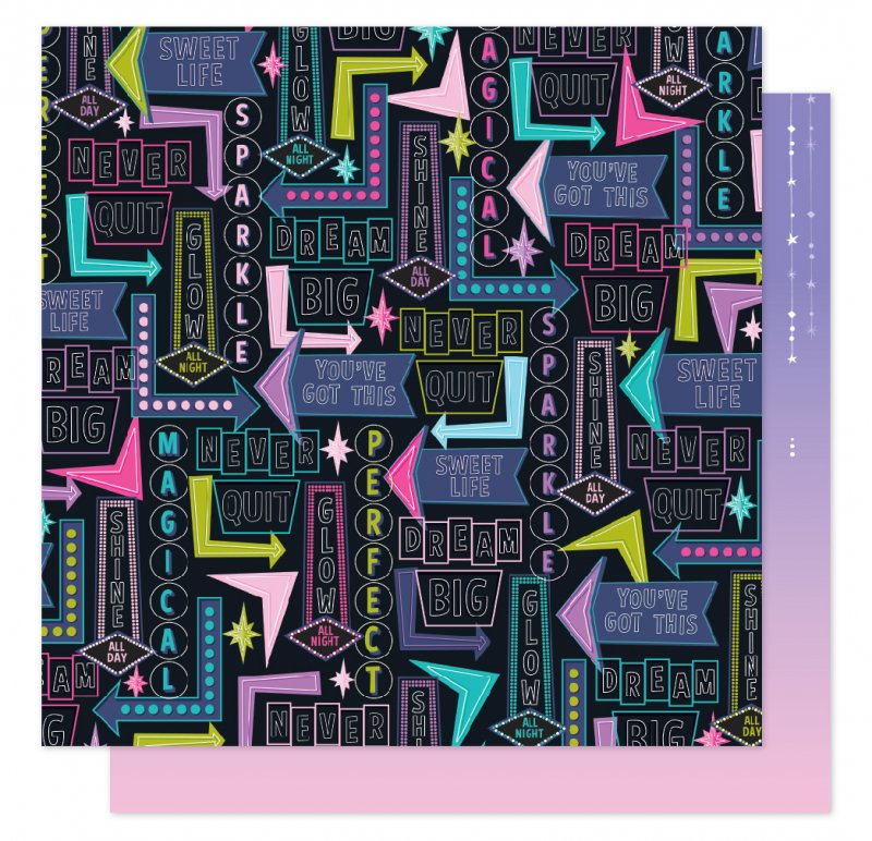 Лист двусторонней бумаги к коллекции SPARKLE CITY - Лист Shine On, от Shimelle, 30,5х30,5 см