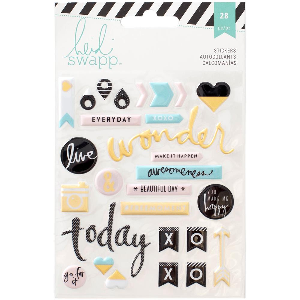 Объемные наклейки Memory Planner Puffy Stickers Words & Icons от Heidi Swapp