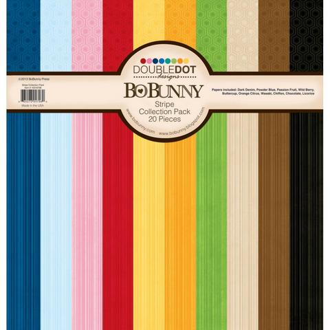 Набор бумаги BoBunny 10316796 Double Dot Stripe Collection 10 лист. (1/2 наб)  30х30см
