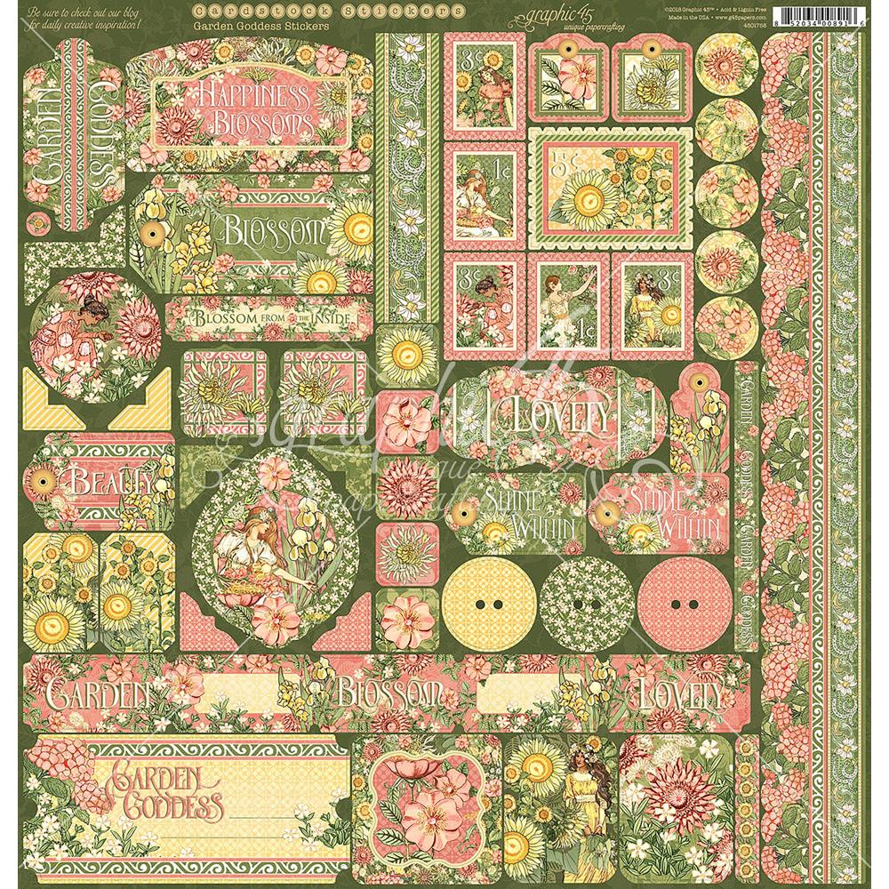 Набор наклеек из коллекции "Garden Goddess?" 30,5*30,5 см, от Graphic 45