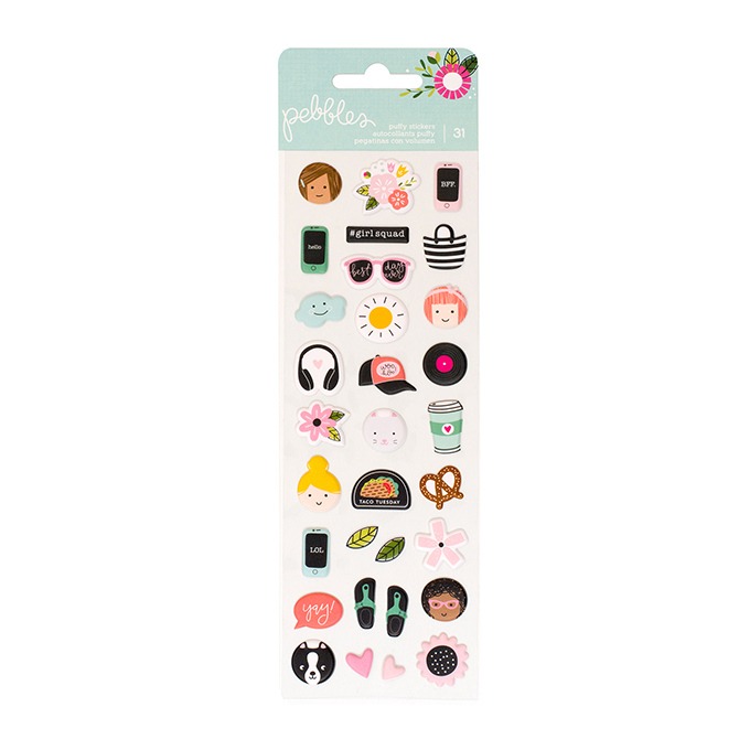 Лист наклеек Girl Squad Puffy Stickers от PEBBLES