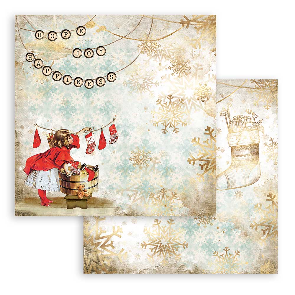 Лист двусторонней бумаги к коллекции Romantic Christmas calze, 30,5х30,5 см, от Stamperia, SBB830