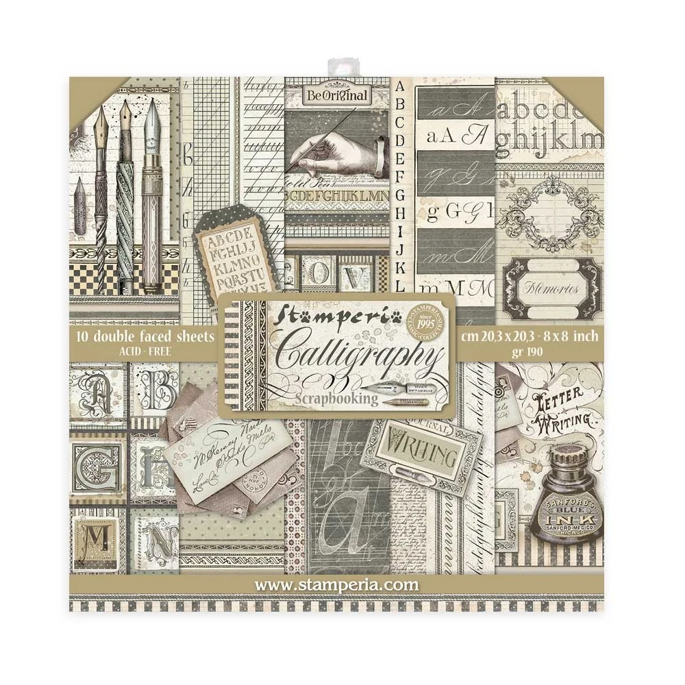 Набор двусторонней бумаги "Calligraphy" от Stamperia, 10 листов 20,3x20,3, SBBS24