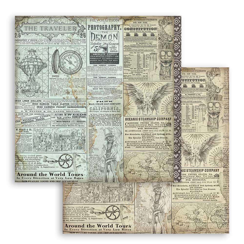 Лист двусторонней бумаги к коллекции Sir Vagabond, 30,5х30,5 см, от Stamperia, SBB748