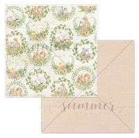 10 шт! Лист двусторонней бумаги "Садовый венок" 190гр, 30,5*30,5см, SS15062022-2, от Summer Studio (Саммер Студио)