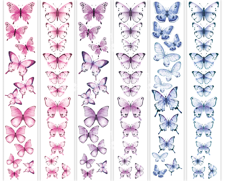 Набор полос с картинками для декорирования Бабочки 2 6 шт 5х30,5 см, от Fabrika Decoru