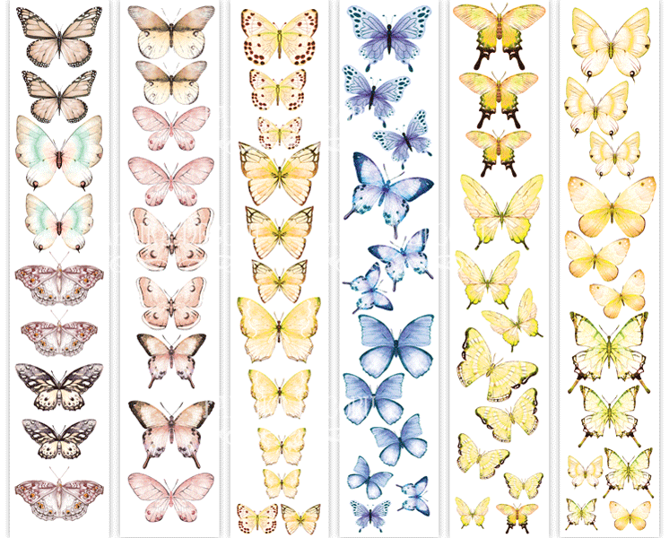 Набор полос с картинками для декорирования Бабочки 1 6 шт 5х30,5 см, от Fabrika Decoru