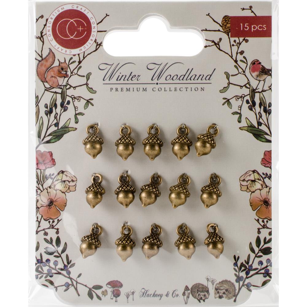 Металлические подвески желуди Craft Consortium Winter Wonderland Metal Charms Vintage Metal Acorn (5 шт, 1/3 набора)