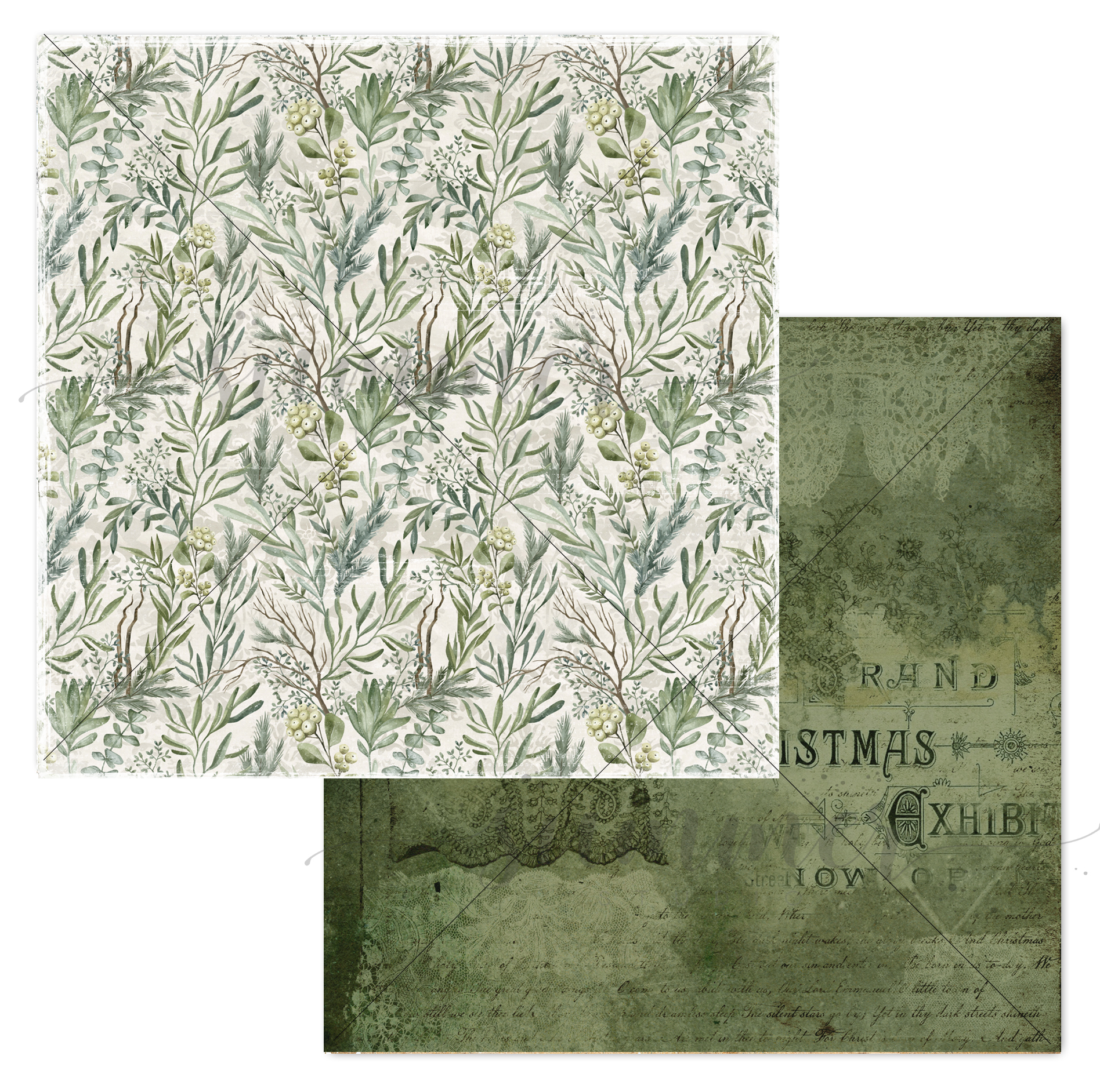 Лист двусторонней бумаги "Праздничная дымка" 30,5х30,5 см (190 г/м), коллекция "Зимние забавы", от Summer Studio