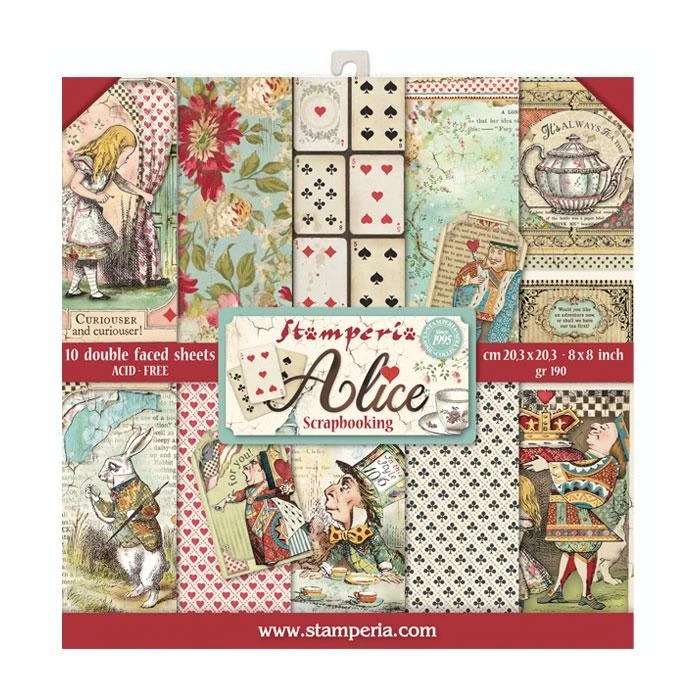 Набор двусторонней бумаги "Alice" от Stamperia, 10 листов 20,3x20,3, SBBS01