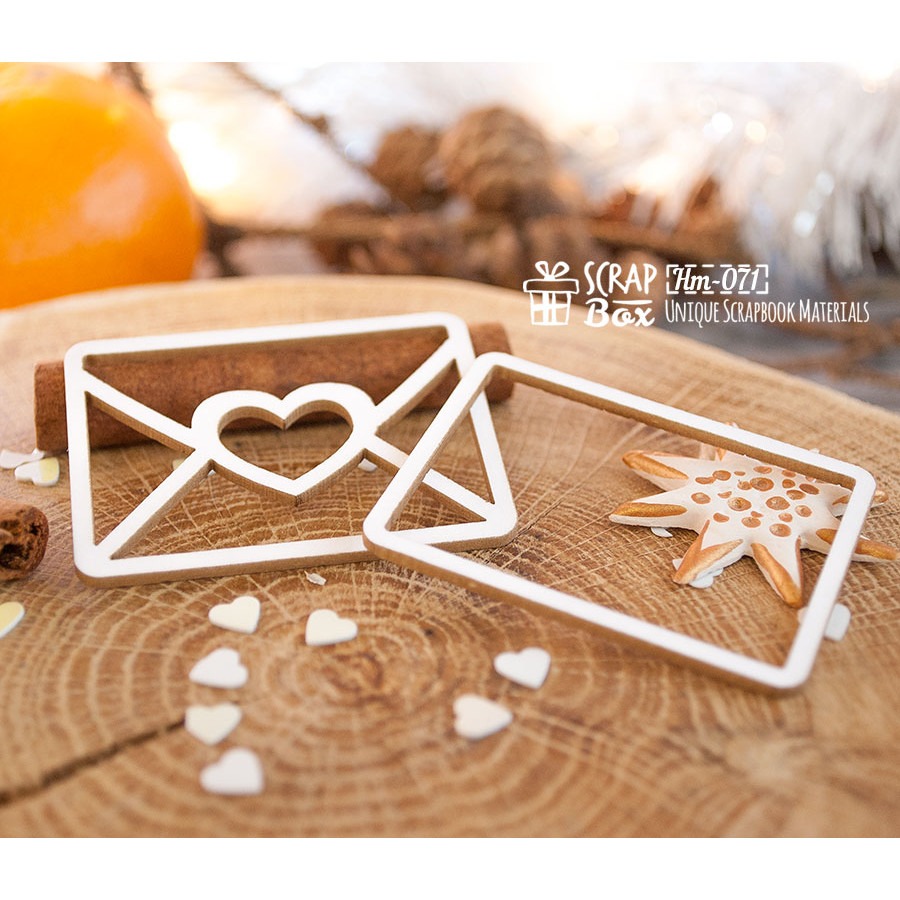 Чипборд шейкер конвертик с сердечком 2шт Hm-071 от ScrapBox