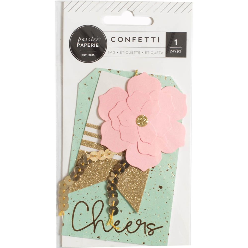 Декоративный тег с фольгированием и глиттером Confetti Layered Tag от  Pink Paislee