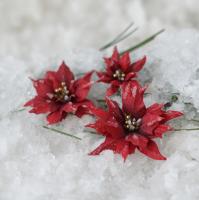 Набор тканевых цветов "Пуансеттии" красные, 3 шт, от Ваниной Оксаны