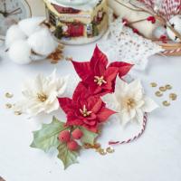Набор цветов "Сказочная зима"пуансеттии, НГ0004, Pastel Flowers