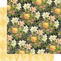 Лист двусторонней бумаги "Indigo Lilies" из коллекции "Floral Shoppe" от Graphic 45, 30х30 см