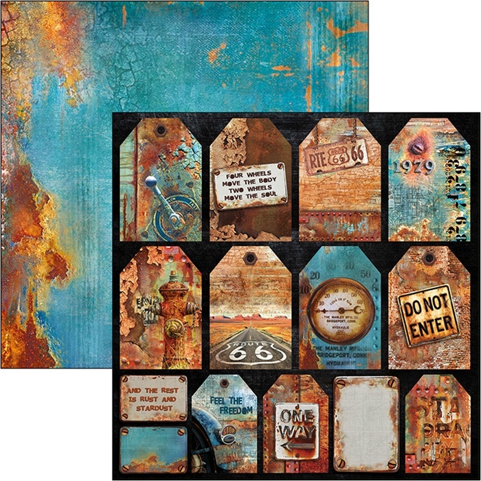 Лист двусторонней бумаги Rusted Tags Коллекция "Collateral Rust", 30х30 см от Ciao Bella