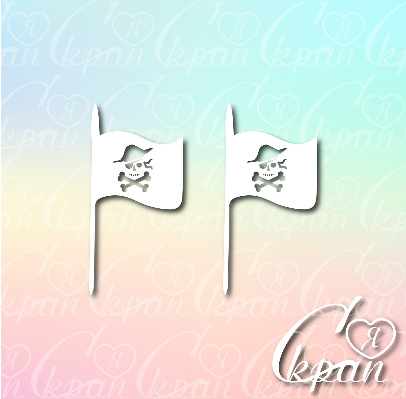 Чипборд  Пиратский флаг 3,8х8 см - 2 шт., от LeoMammy, LM-PI11