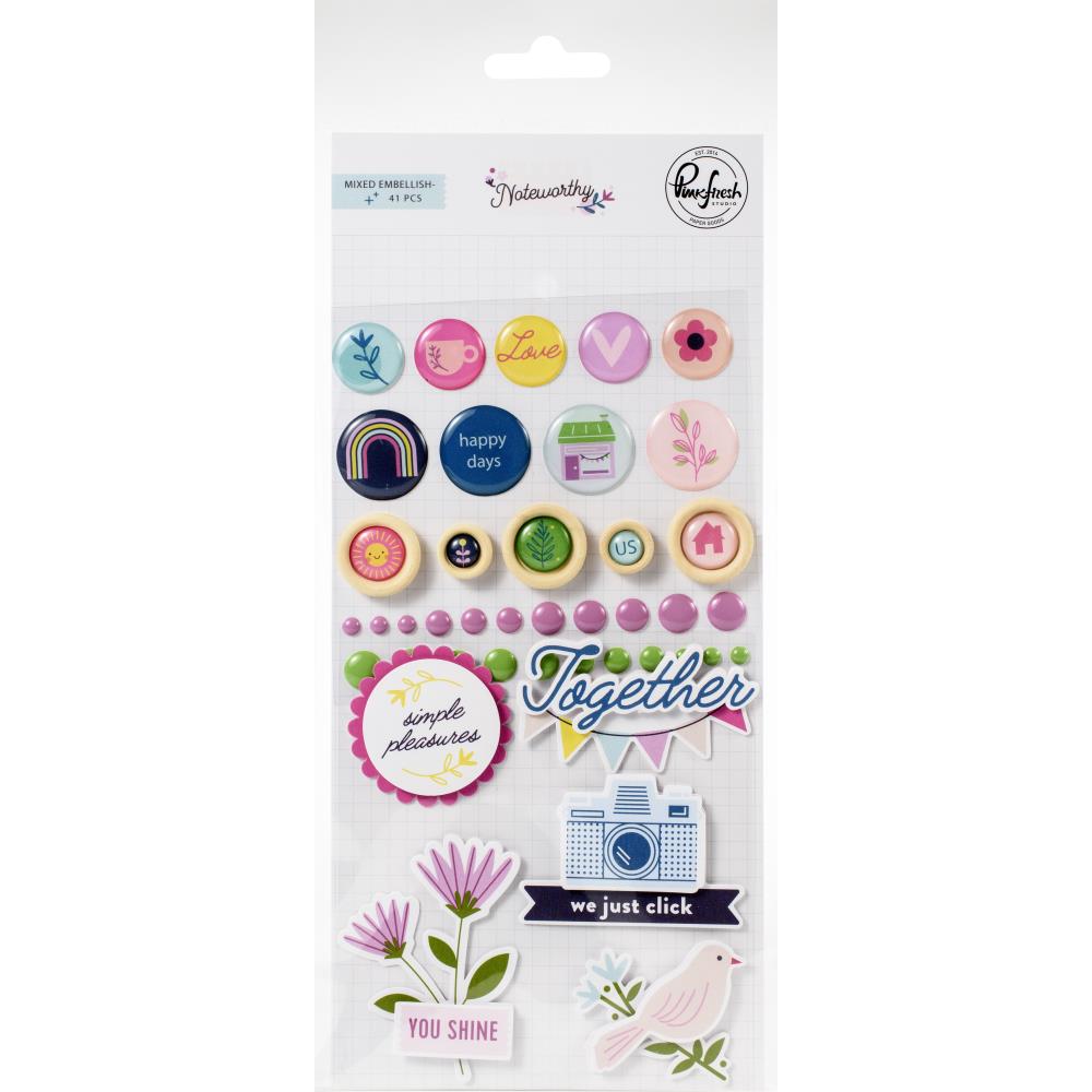 Микс декора Noteworthy Mixed Embellishment Pack  Pinkfresh Studio