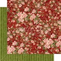 Лист двусторонней бумаги "Burgundy Blossoms" из коллекции "Floral Shoppe" от Graphic 45, 30х30 см