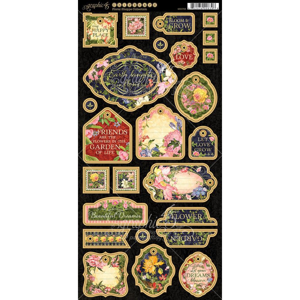 Набор чипборда из коллекции "Floral Shoppe" от Graphic 45, 15х30 см