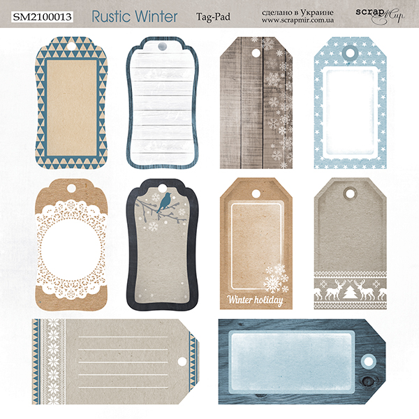 Лист двусторонней бумаги 20х20см Tag-Pad Rustic Winter от Scrapmir