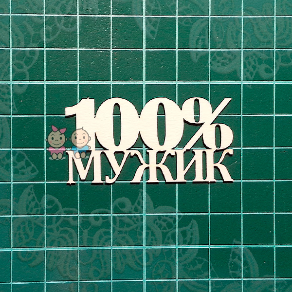 Чипборд "100% мужик" от Scrapiki, Nm007