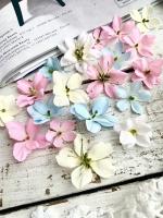 Цветы ручной работы The TEA Garden, розово-голубая палитра , 14 шт