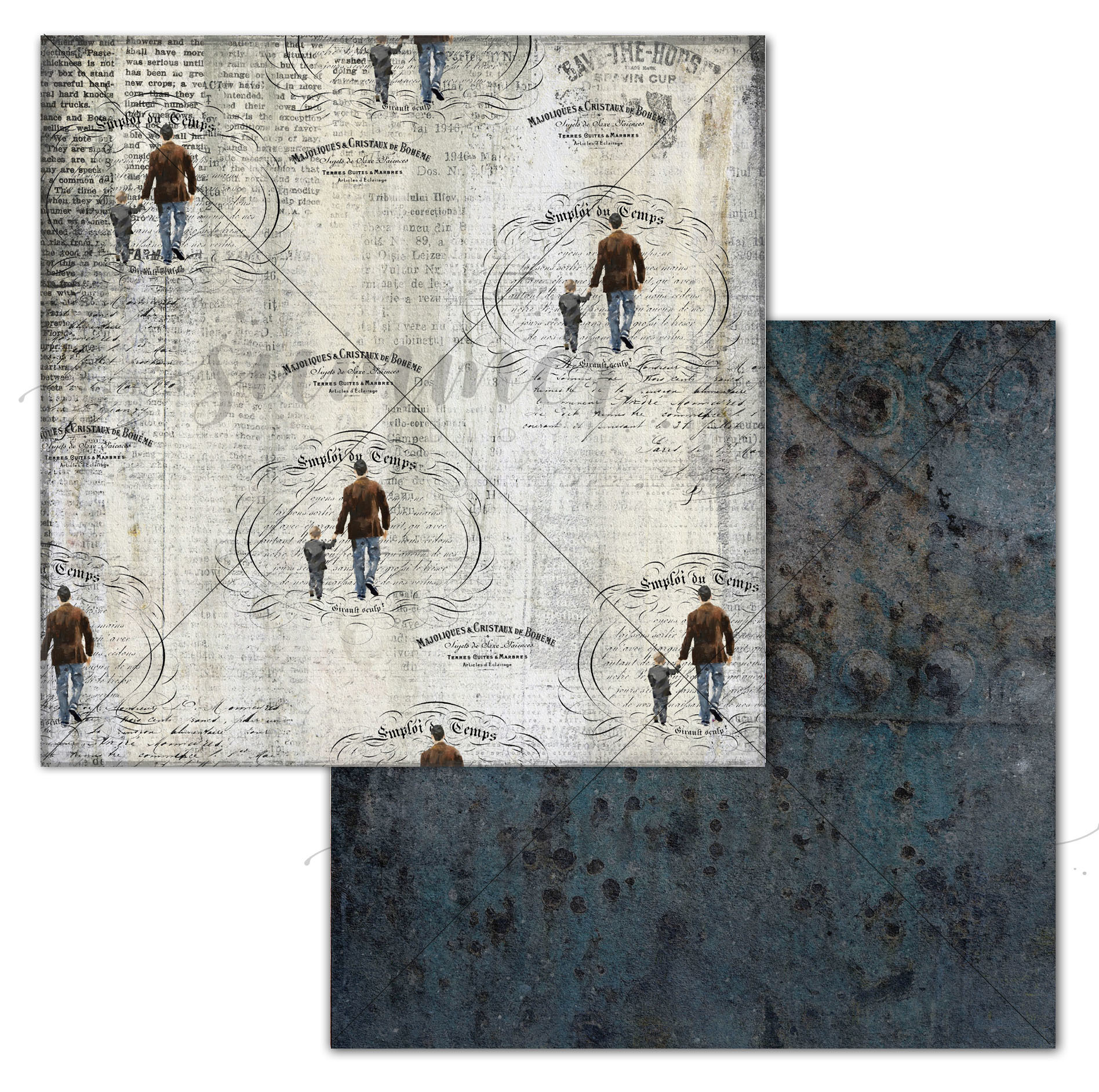 Лист двусторонней бумаги "Мужская сила" 30,5х30,5 см (190 г/м), коллекция "Время мужчин", от Summer Studio