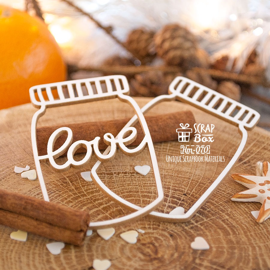 Чипборд шейкер баночки с надписью LOVE 2шт Hm-070 от ScrapBox