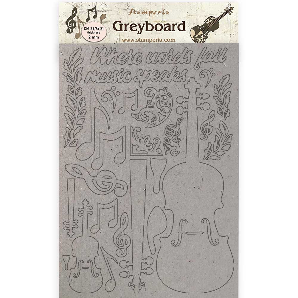 Чипборд violin из переплетного картона А4 к коллекции Passion от Stamperia, KLSPDA423