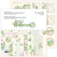 Набор двусторонней бумаги Happiness от Lemoncraft, 30x30 см, 6 листов+бонус, плотность 250 гр/м2