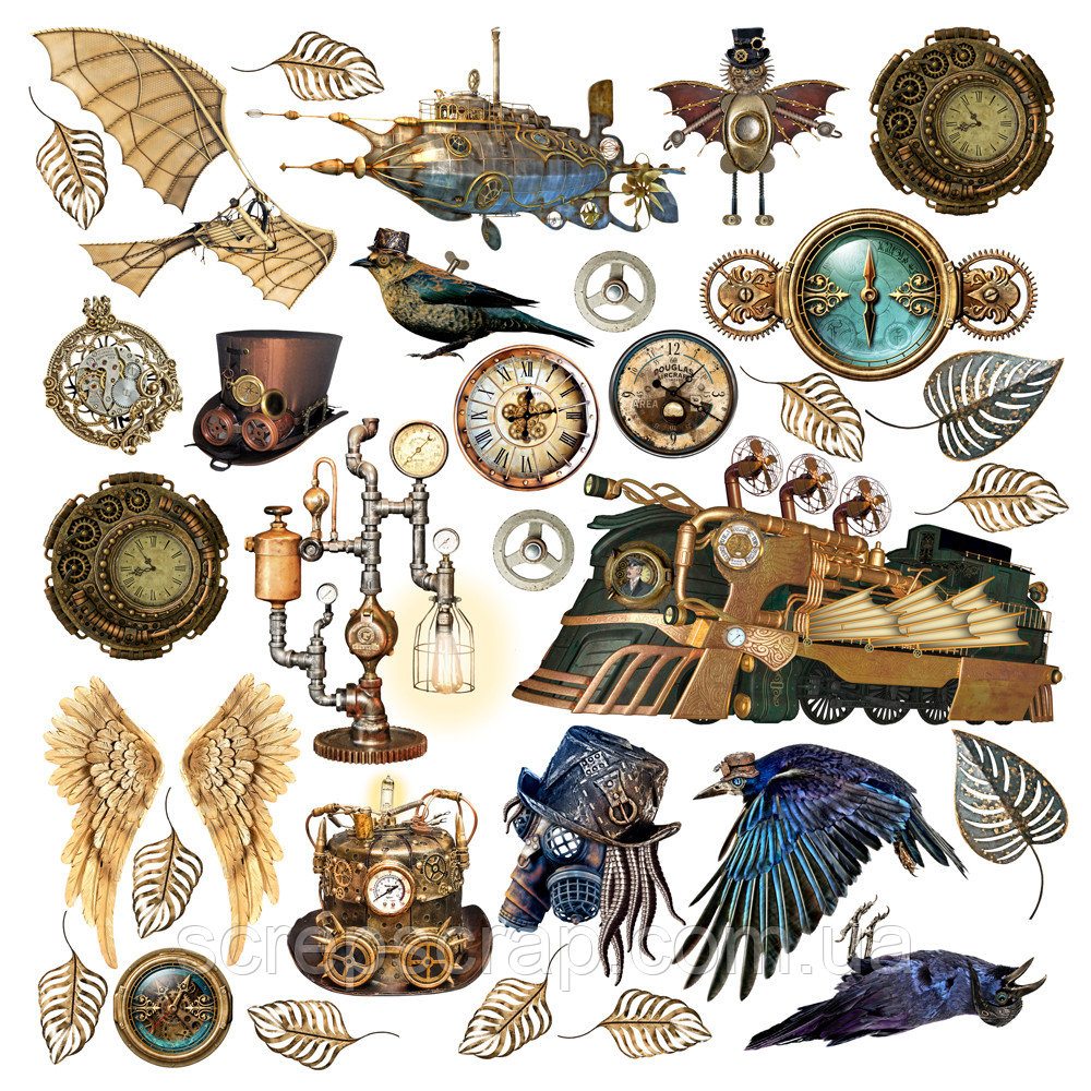 Лист с картинками, коллекция Steampunk world. Плотность 240г/м2