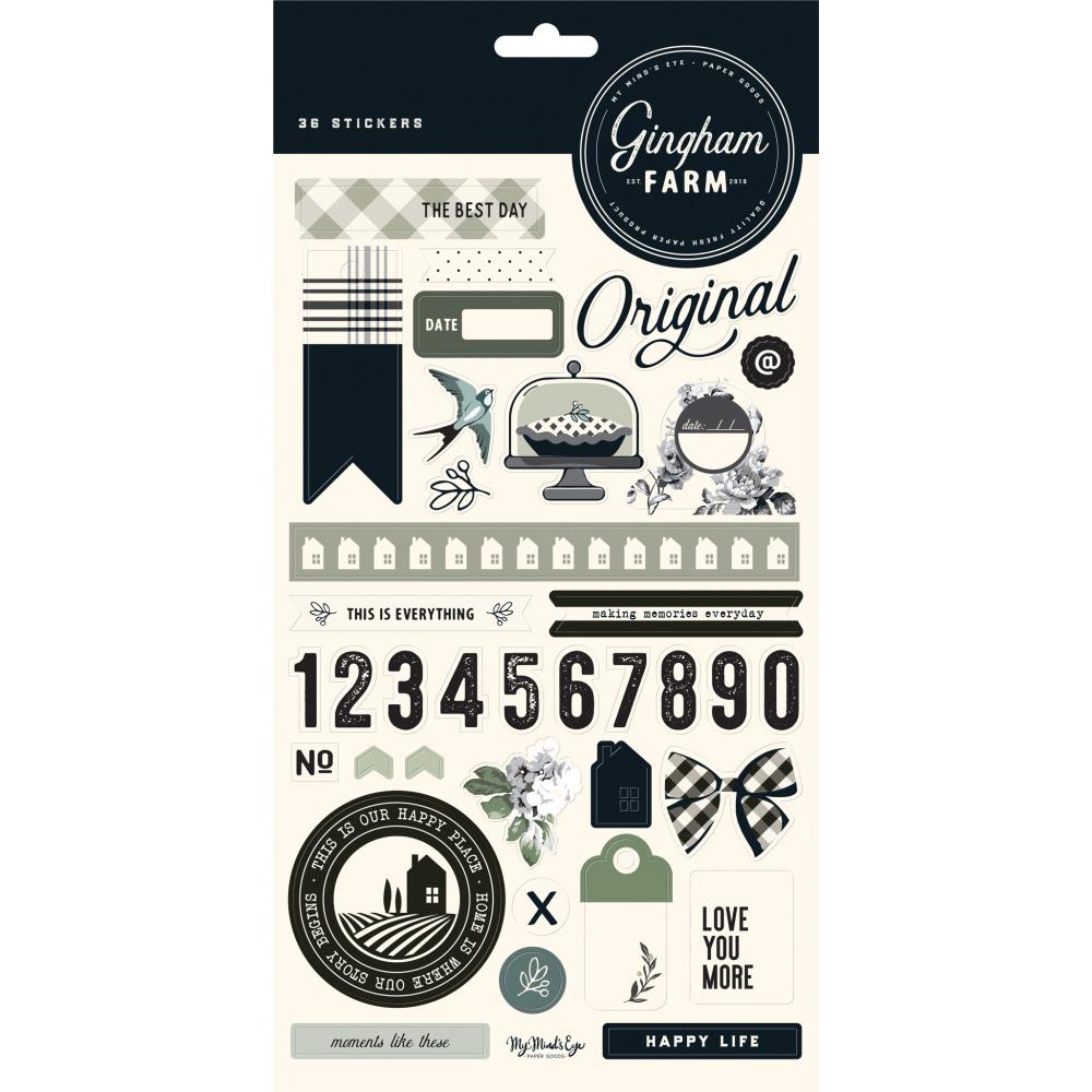 Наклейки к коллекции "Gingham Farm Stickers" 15х30 см, 36 шт, от My Minds Eye