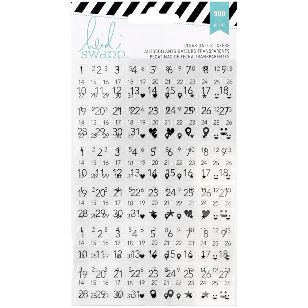 Набор прозрачных наклеек Date - Heidi Swapp Memory Planner Clear Stickers (6 листов), 900 шт
