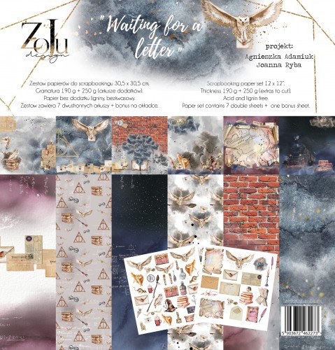 Набор двусторонней бумаги "WAITING FOR THE LETTER" 30 х30 см, 7 листов + бонус, 190 г/м2, от ZoJu Design