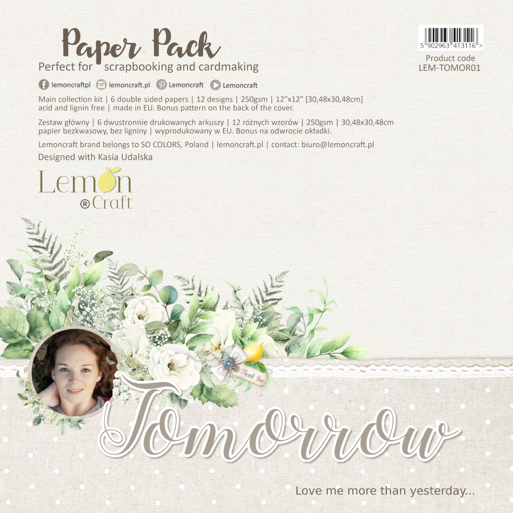Набор двусторонней бумаги TOMORROW от Lemoncraft, 30x30 см, 6 листов+бонус, плотность 250 гр/м2