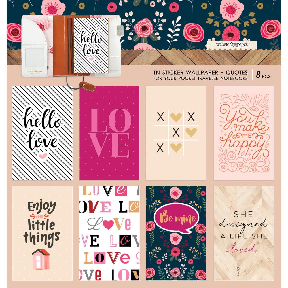 Набор наклеек для тетрадок Мидори Love Quotes - Color Crush Travel Notebook Sticker Wallpaper - Webster's Pages