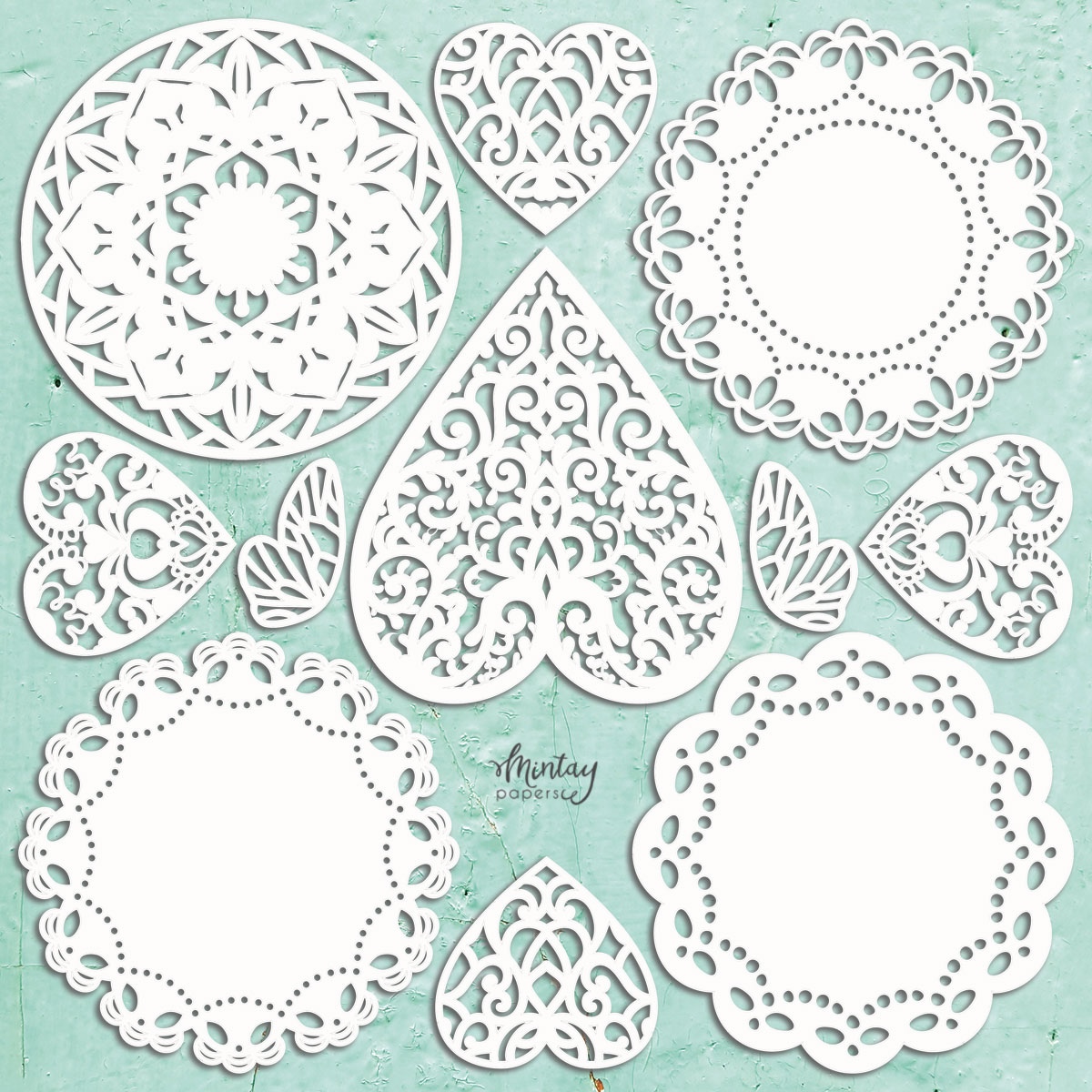 Чипборд  "Doilies Sett" от Mintay Papers, 30х30 см, 18 шт