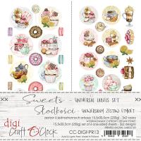 1/3 Набора бумаги с элементами для вырезания SWEETS LABELS SET 15,5x30,5cm, 250 гр./кв.м, 2 л, от Craft O'Clock