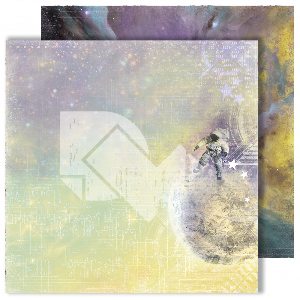 Лист двусторонней бумаги "Nebula" из коллекции "Reach for the stars" от Dreamlight Studio, 30,5х30,5 см, пл. 250 г/м
