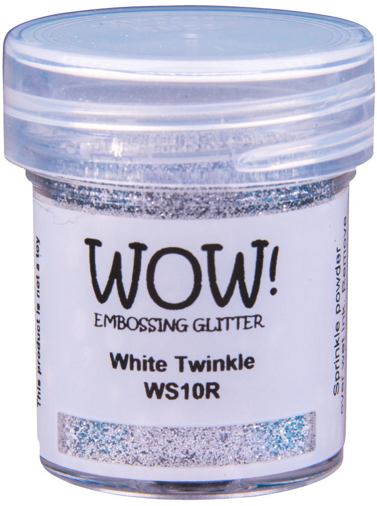 Пудра для эмбоссинга с глиттером "Embossing Glitters White Twinkle - Regular" от WOW!, белое мерцание, размер обычный