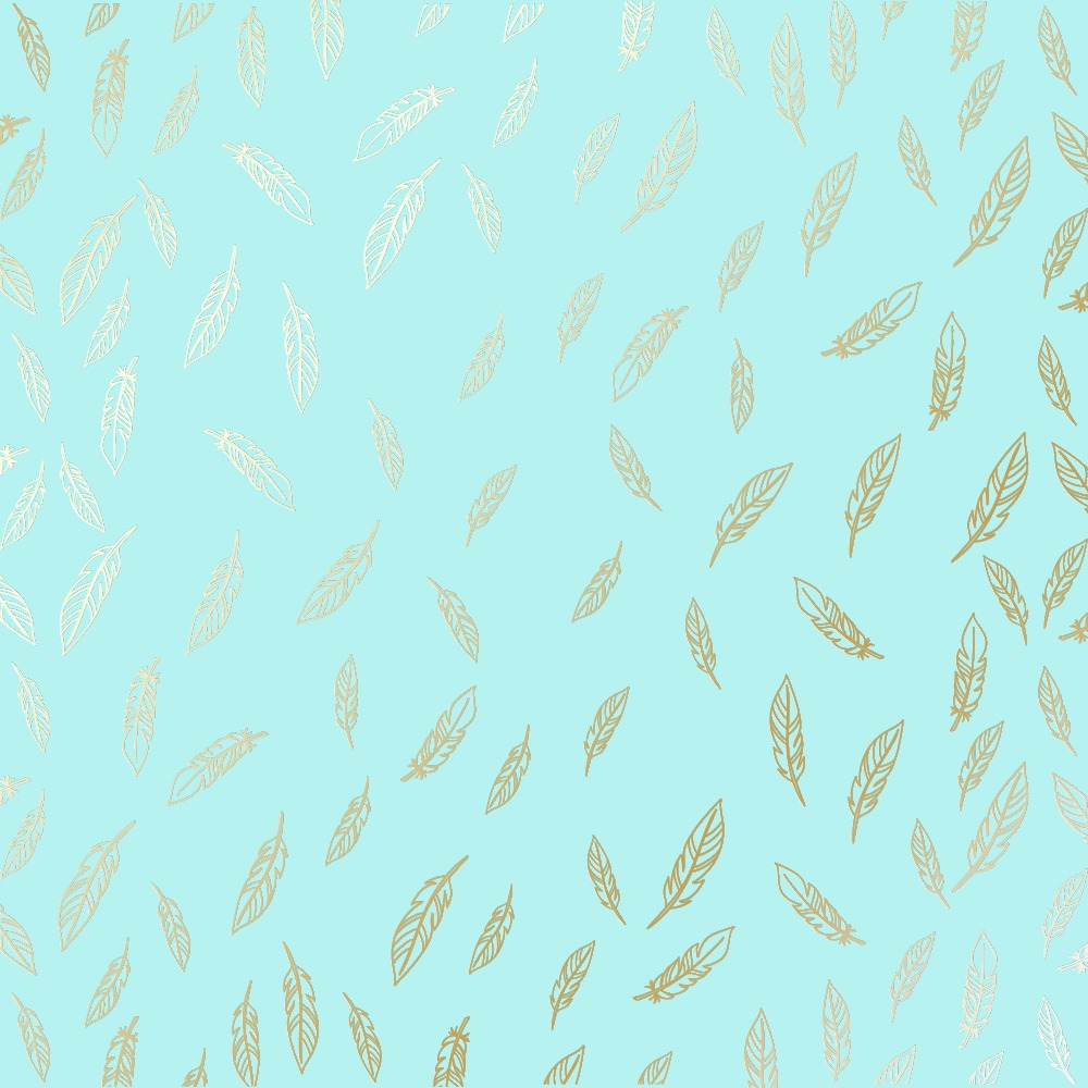 Лист односторонней бумаги с фольгированием Golden Feather Turquoise от Фабрика Декору, 30,5 х 30,5 см