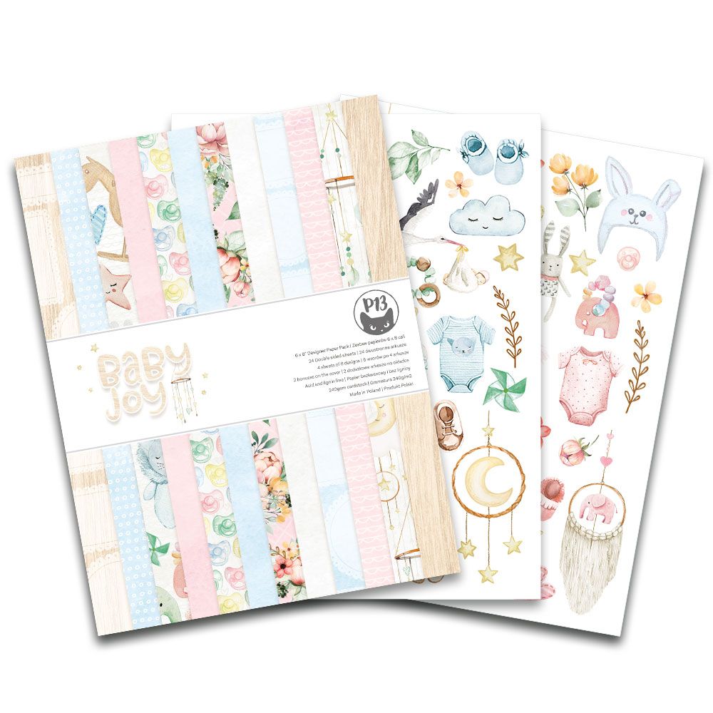1/4 Набора двусторонней бумаги Baby Joy, от P13, 15х20 см, 240 гр/кв.м, 6 л. (6 диз)